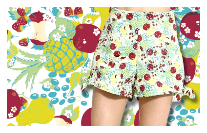 Lily Browのフルーツ柄セットアップのテキスタイルデザイン
